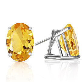 13 CTW 14K Solid White Gold French Clips Earrings Natural Citrine