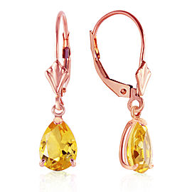 2.85 CTW 14K Solid Rose Gold Citrine Sunshine Earrings