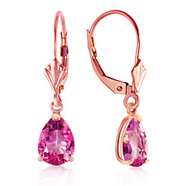 2.85 CTW 14K Solid Rose Gold Glamour Pink Topaz Earrings