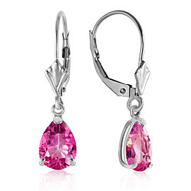 2.85 CTW 14K Solid White Gold Cherub Pink Topaz Earrings