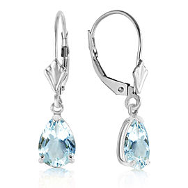 2.85 CTW 14K Solid White Gold Applying Your Hand Aquamarine Earrings