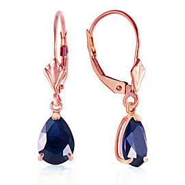 3 CTW 14K Solid Rose Gold Leverback Earrings Sapphire