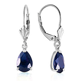 3 CTW 14K Solid White Gold Leverback Earrings Sapphire