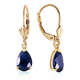 3 CTW 14K Solid Gold Leverback Earrings Sapphire