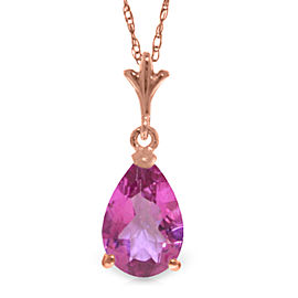 1.5 CTW 14K Solid Rose Gold Pink Topaz Necklace