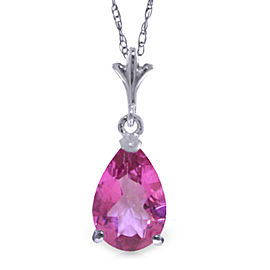 1.5 CTW 14K Solid White Gold Permit Yourself Pink Topaz Necklace