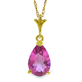 1.5 CTW 14K Solid Gold Chanting Love Pink Topaz Necklace