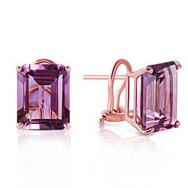 13 CTW 14K Solid Rose Gold Octagon Amethyst Earrings