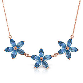 14K Solid Rose Gold Necklace with Natural Blue Topaz