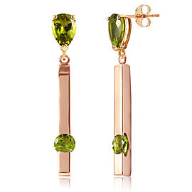 4.25 CTW 14K Solid Rose Gold Bar Earrings Peridot