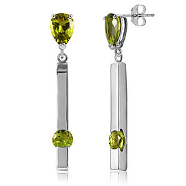 4.25 CTW 14K Solid White Gold Indestructible Peridot Earrings