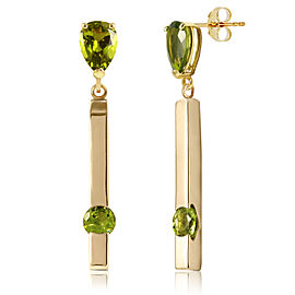 4.25 CTW 14K Solid Gold Bar Peridot Drop Earrings