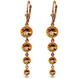 14K Solid Rose Gold Chandelier Earrings with Natural Citrines