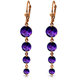 14K Solid Rose Gold Chandelier Earrings with Natural Amethysts