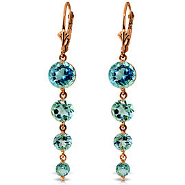 14K Solid Rose Gold Chandelier Earrings with Natural Blue Topaz