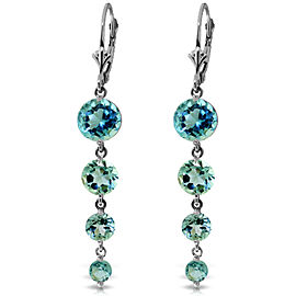 7.8 CTW 14K Solid White Gold Remeberance Of Love Past Blue Topaz Earrings