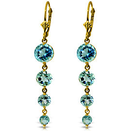 7.8 CTW 14K Solid Gold Drizzle Blue Topaz Earrings