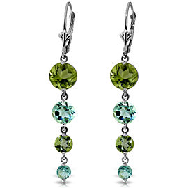 7.8 CTW 14K Solid White Gold Chandelier Earrings Peridot Blue Topaz