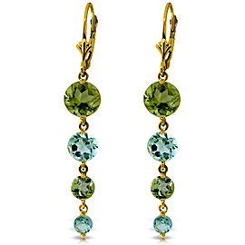 7.8 CTW 14K Solid Gold Chandelier Earrings Peridot Blue Topaz