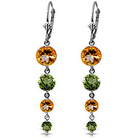 7.8 CTW 14K Solid White Gold Chandelier Earrings Citrine Peridot