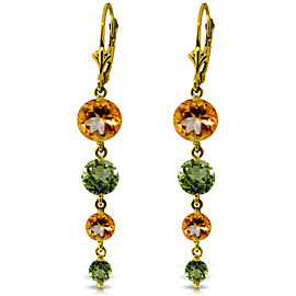 7.8 CTW 14K Solid Gold Chandelier Earrings Citrine Peridot