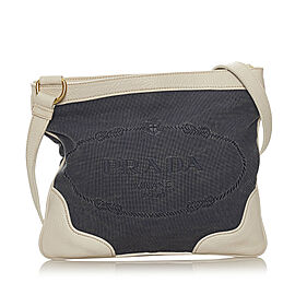 Prada Canapa Logo Denim Crossbody Bag