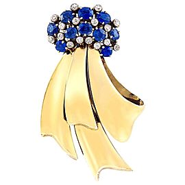 Chaumet, France, 2.65 Carat Sapphire, Gold and Diamond Pin