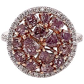 2.28 Carat Natural Pink Diamond Cluster Ring