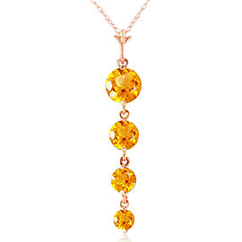 14K Solid Rose Gold Necklace with Natural Citrines