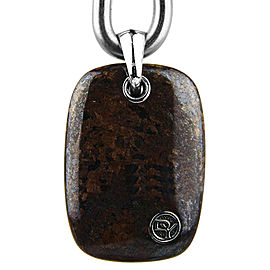 David Yurman Sterling Silver Exotic Bronzite Tablet Dog Tag