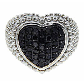 Solid Sterling Silver Black Diamond HEART Ring»R215