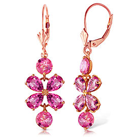 5.32 CTW 14K Solid Rose Gold Pink Topaz Flower Earrings