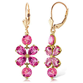 5.32 CTW 14K Solid Gold Petals Pink Topaz Earrings