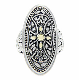 Solid Sterling Silver & 14K Gold Cross Ring»R210