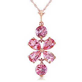 3.15 CTW 14K Solid Rose Gold Petals Pink Topaz Necklace