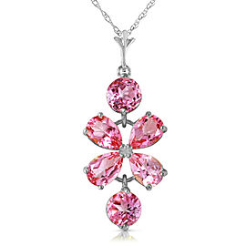 3.15 CTW 14K Solid White Gold Vivian Pink Topaz Necklace