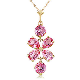 3.15 CTW 14K Solid Gold Flee From Memory Pink Topaz Necklace