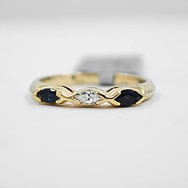 Marquise Sapphire & Diamond Ring 0.38CT 14K Yellow Gold SIZE 6