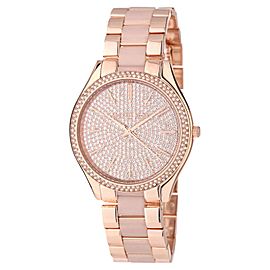 Michael Kors MK4288 Slim Runway Gold Crystal Dial Gold Steel Bracelet Womens Watch