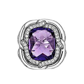 David Yurman Sterling Silver Diamond & Amethyst Ring