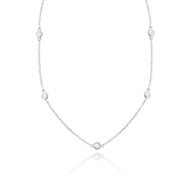 14K White Gold 0.69CT HSI1 Diamond By The Yard Necklace 3.6 Grams 34"