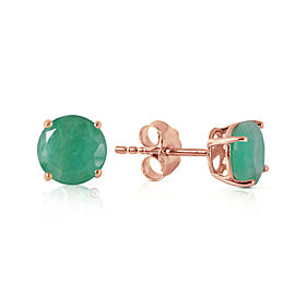 0.95 CTW 14K Solid Rose Gold Spotlight Emerald Stud Earrings