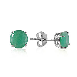 0.95 CTW 14K Solid White Gold Fortress Of Love Emerald Earrings