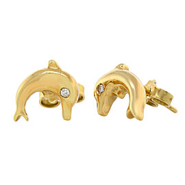 Oakley 18K Yellow Gold with Diamond Dolphin Earrings