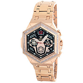 Aqua Master W#356_6 Black Dial Rose Gold Tone Stainless Steel Diamond Mens Watch