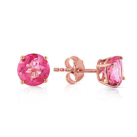 1.3 CTW 14K Solid Rose Gold Spotlight Pink Topaz Stud Earrings