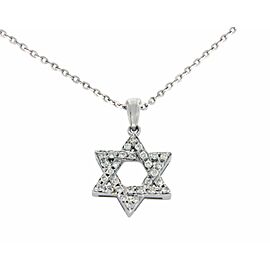 0.26 CT Diamonds 18K Gold Star of David Pendant 14K Gold Chain Necklace Size 18"