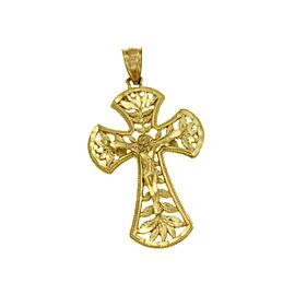 ¦Luxo Solid 14k Gold Jesus Crucifix 45 mm Height Diamond Cut Cross Pendant