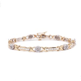 14K YELLOW GOLD WOMENS PAVE DIAMOND XO BRACELET 3CT 11.1GR SIZE 7INCHES