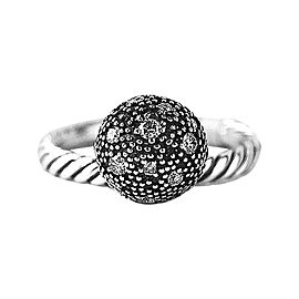 David Yurman 925 Sterling Silver White Diamond Ball Stack Ring Size 7